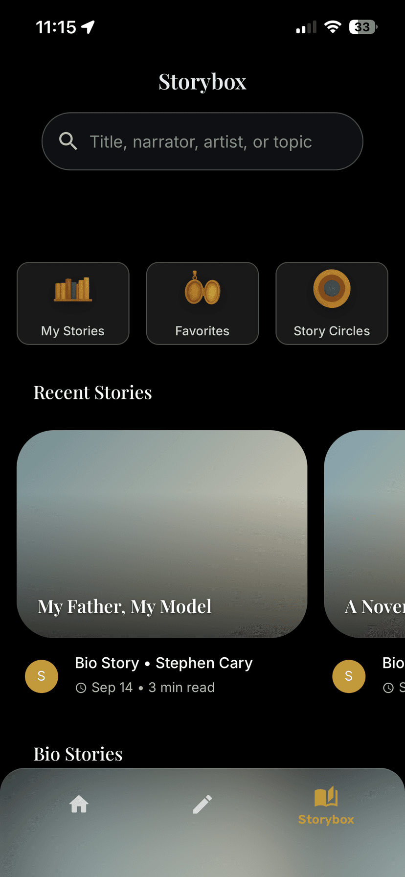 Storybox with recent stories